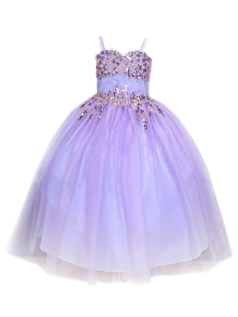 Big Girls Lilac Embroidered Sweetheart Neckline Junior Bridesmaid Dress 8-16 - SophiasStyle.com